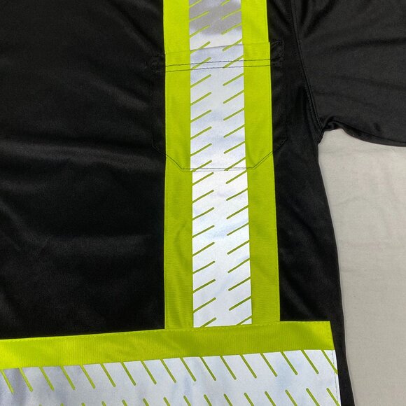 Tingley Job Sight Reflective Safety Tee Shirt XL Black Yellow Hi-Vis Workwear - Picture 10 of 14